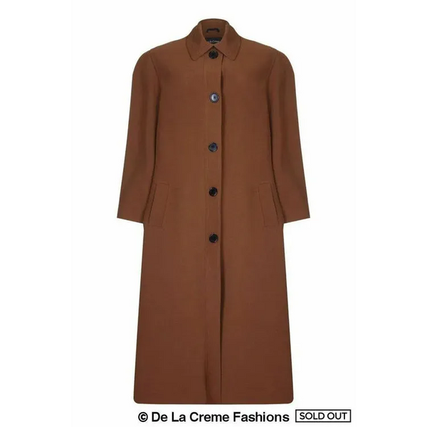 Plus Size Long Coat - UK 14/EU 42/US 10 / Toffee - Coats &