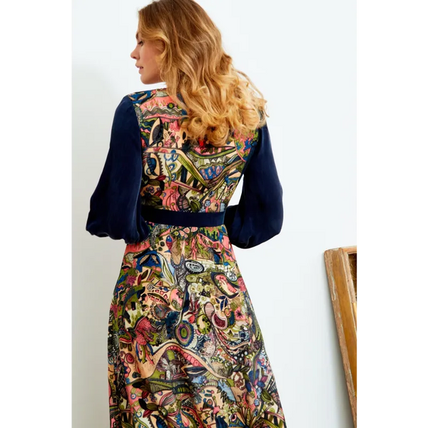 Printed Long Sleeve Maxi Dress - Dresses