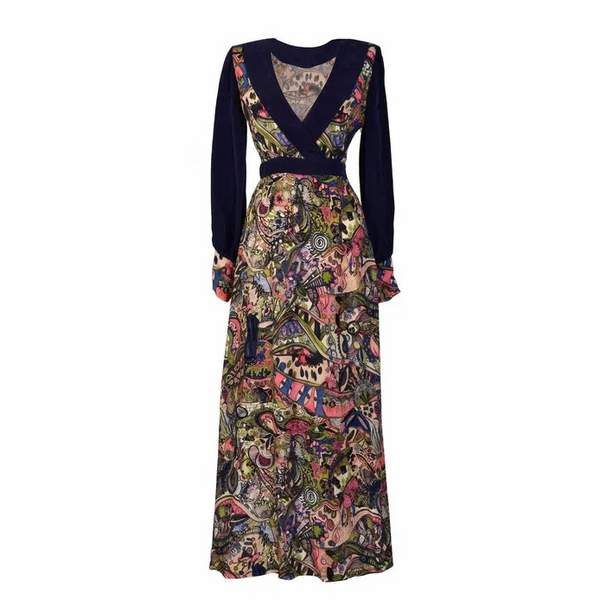 Printed Long Sleeve Maxi Dress - XS / Larica Dresses