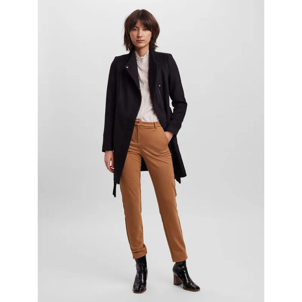 Recycled Wool Blend Belted Winter Coat - Coats & Jackets
