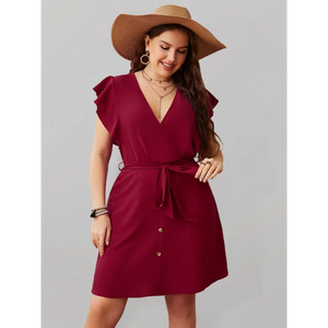 Red plus size women’s fashion loose dress - XL - Dress