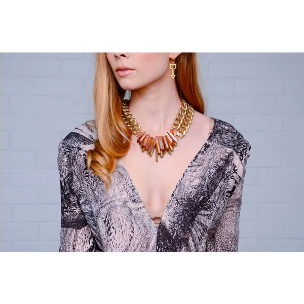 Rocked Up Crystal Quartz Necklace - Gold - Necklaces