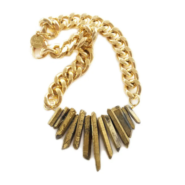 Rocked Up Crystal Quartz Necklace - Gold - Necklaces