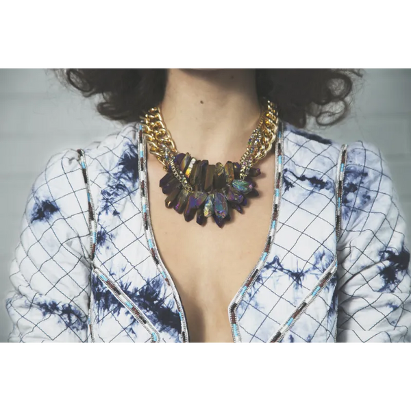 Rocked Up Crystal Quartz Necklace - Purple - Necklaces
