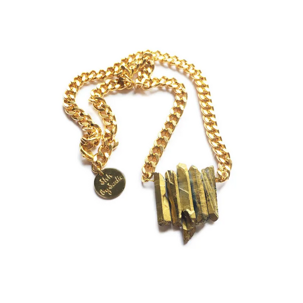 Rocked Up Mini Crystal Quartz Necklace - Gold - Jewelry &