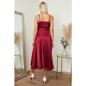 Satin Cami Wrap Midi Dress - Dresses