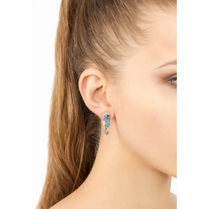 Seahorse Turquoise Earrings Gold