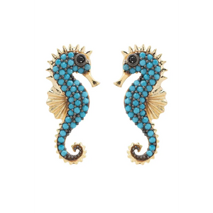 Seahorse Turquoise Earrings Gold