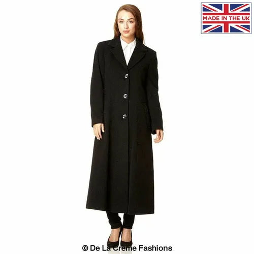 Single Breasted Long Winter Coat - UK 12/EU 40/US 8 / Black