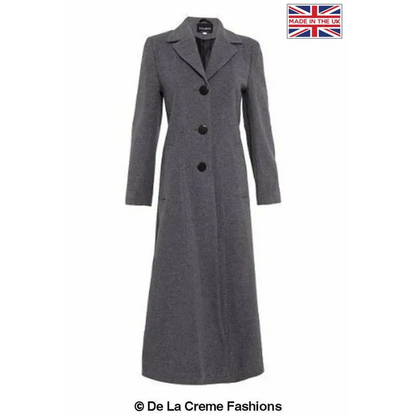 Single Breasted Long Winter Coat - UK 12/EU 40/US 8 / Grey