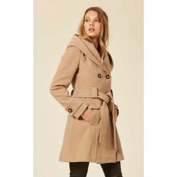 Slim Fit Shawl Hooded Coat - Coats & Jackets