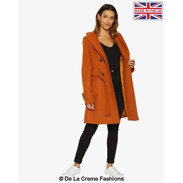 Slim Fit Shawl Hooded Coat - UK 10/EU 38/US 6 / Orange