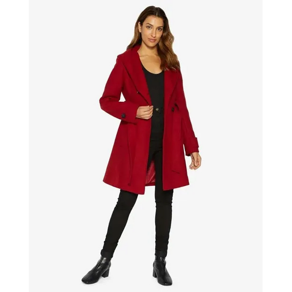 Slim Fit Shawl Hooded Coat - UK 20/EU 48/US 16 / Red Coats