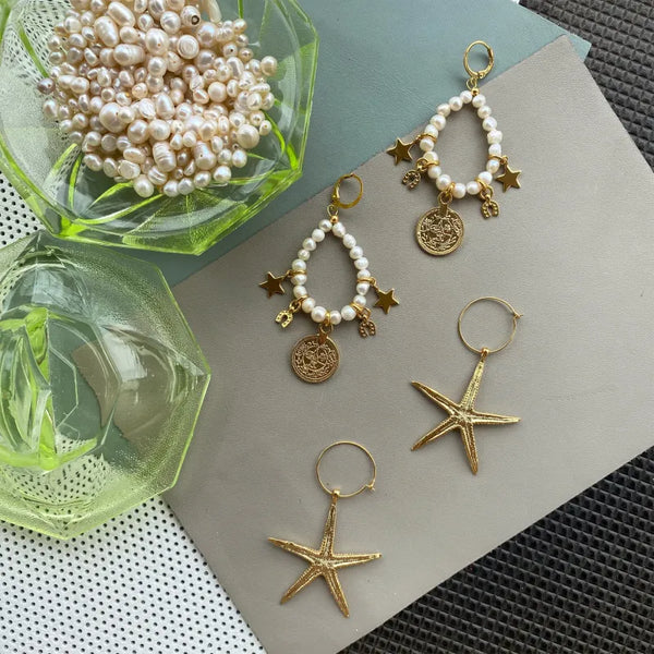 Starfish Hoop Earrings - gold