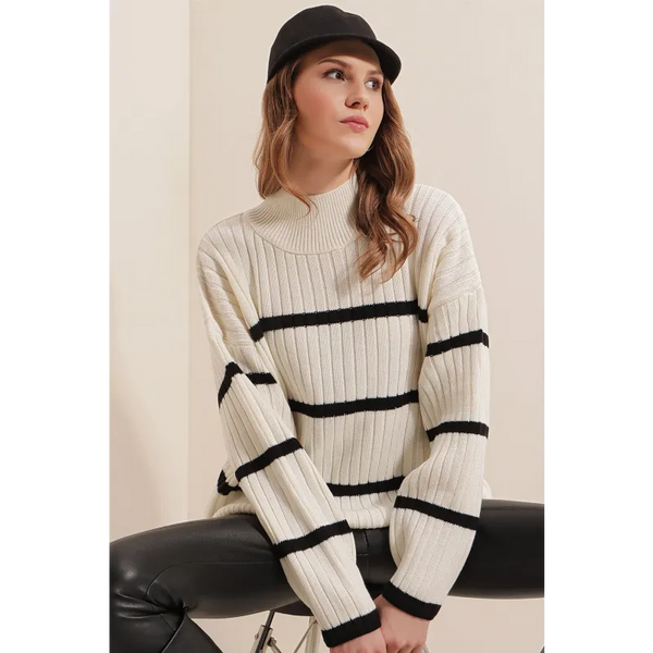 Striped White Sweater - Shirts & Tops