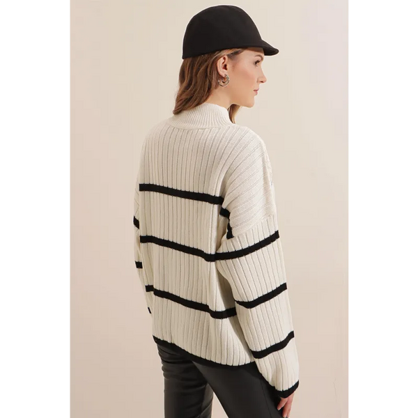 Striped White Sweater - Shirts & Tops
