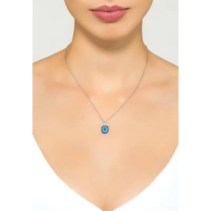 Turtle Turquoise Blue Pendant Necklace Silver - Necklaces
