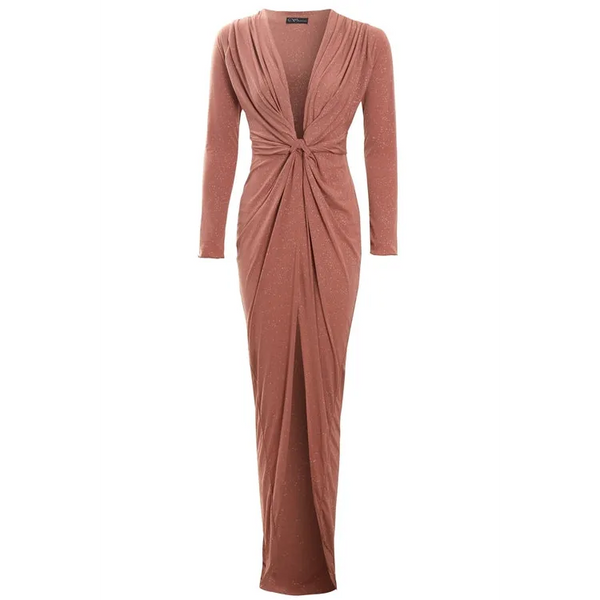 Twist Knot Front Dress - S / Rose Gold - Dresses