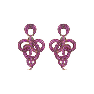 Viper Snake Drop Earrings Rosegold Ruby