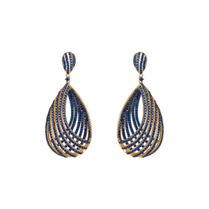Vortex Teardrop Earring Sapphire Blue Cz Gold - Earrings