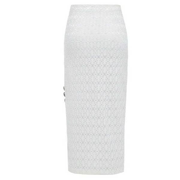 White Lace Bodycon Skirt - Skirts