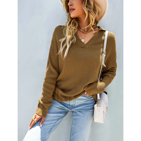 Womanly shirt collar sweater top - Shirts & Tops