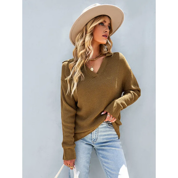 Womanly shirt collar sweater top - Shirts & Tops