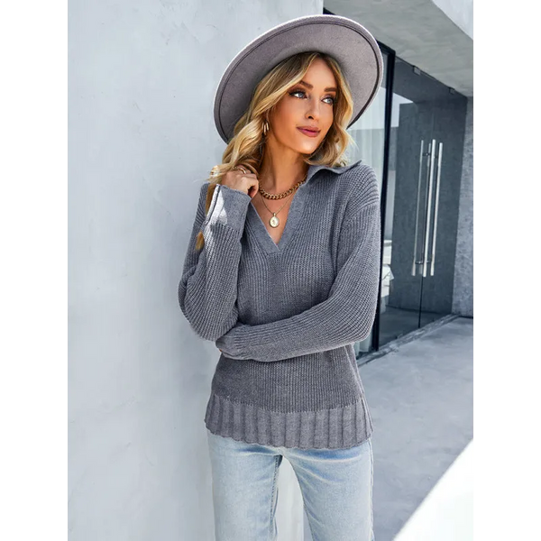 Womanly shirt collar sweater top - Shirts & Tops