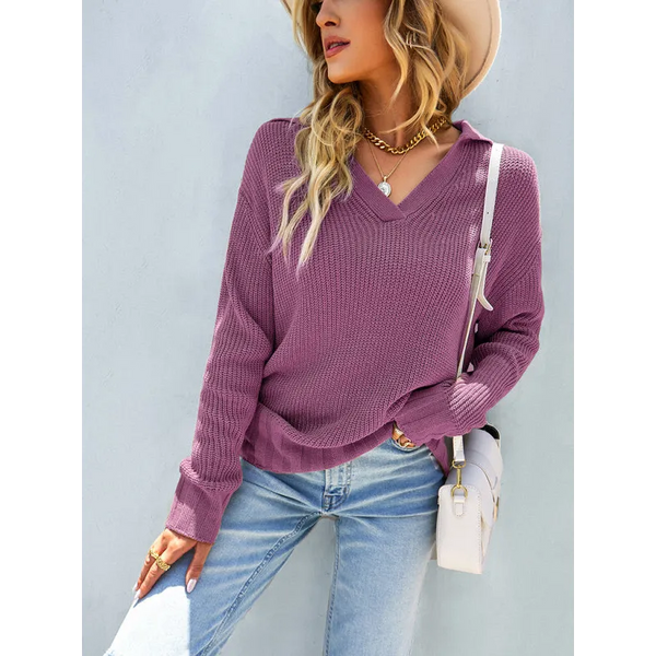 Womanly shirt collar sweater top - Shirts & Tops