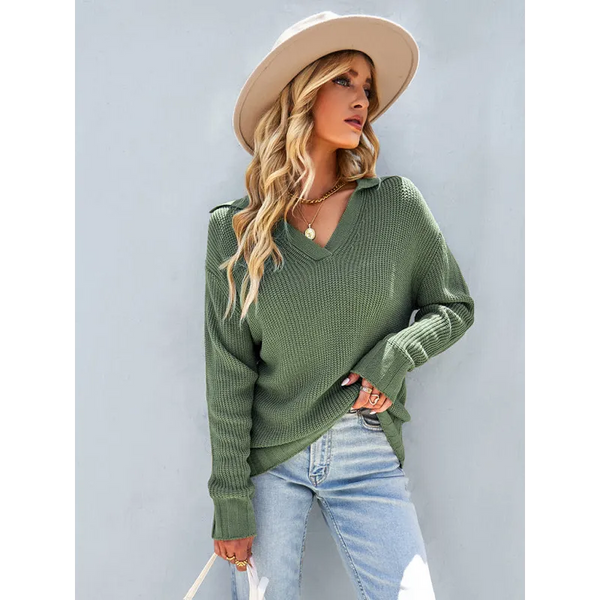 Womanly shirt collar sweater top - Shirts & Tops