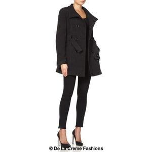 Women’s Military Style Wool Belted Coat - Coats & Jackets
