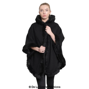 Women’s Wool & Cashmere Blend Fur Lined Hooded Cape