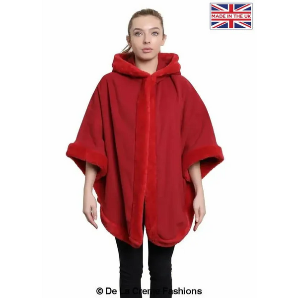 Women’s Wool & Cashmere Blend Fur Lined Hooded Cape