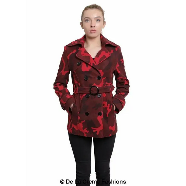Women’s Camo Print Double Breasted Short Coat - UK 8/EU