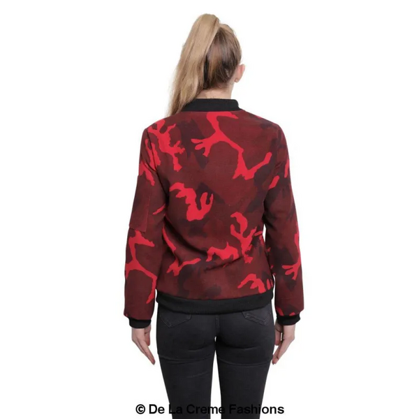 Women’s Camo Zip-Thru Varsity Bomber Jacket - Coats &