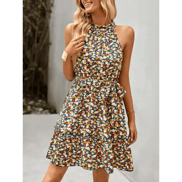 Women's Cotton Printed Halter Mini Dress - Epic Fashion UKAllDressDresses