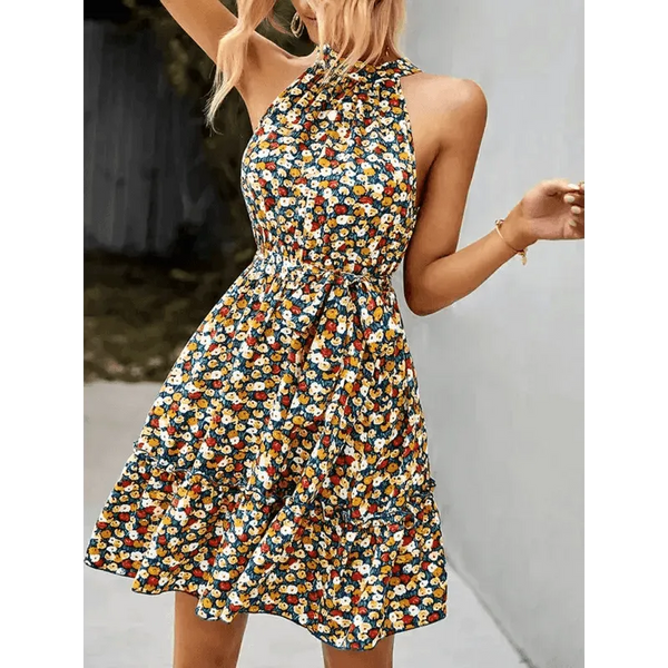 Women's Cotton Printed Halter Mini Dress - Epic Fashion UKAllDressDresses