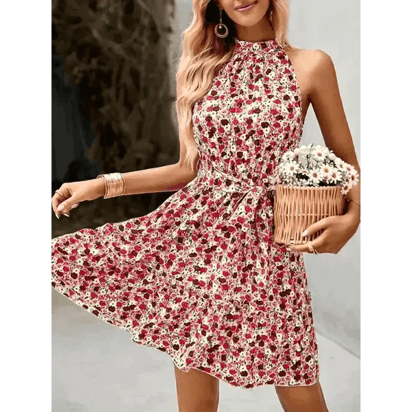 Women's Cotton Printed Halter Mini Dress - Epic Fashion UKAllDressDresses