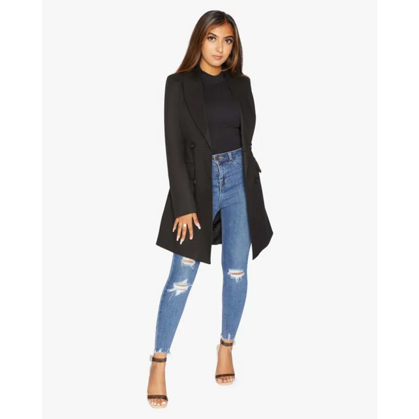 Women’s Double Breasted Longline Blazer - Coats & Jackets