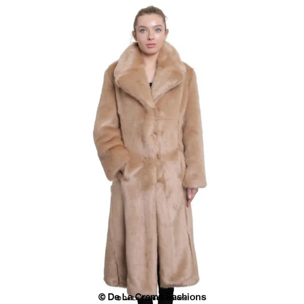 Womens Faux Fur Long Coat - Coats & Jackets