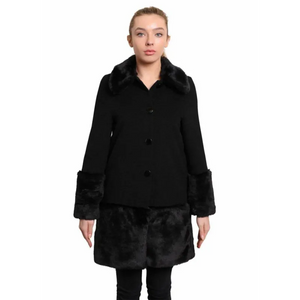 Women’s Faux Fur Trim Wool Mix Coat - Coats & Jackets