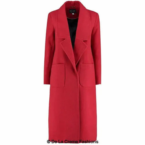 Women’s Faux Wool Wrap Coat - UK 8/EU 36/US 4 / Red - Coats