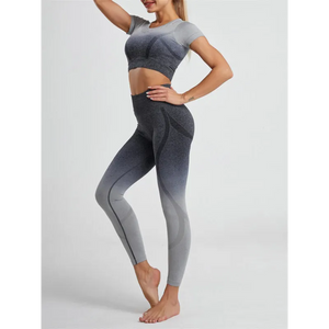 Women’s Gradient Hang Dye Seamless Yoga Two-Piece Suit -