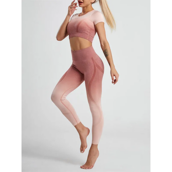 Women’s Gradient Hang Dye Seamless Yoga Two-Piece Suit -