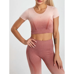 Women’s Gradient Hang Dye Seamless Yoga Two-Piece Suit -