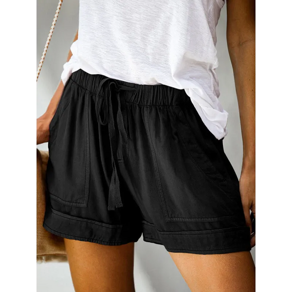 Women’s High Waist Lace Up Loose Straight Shorts