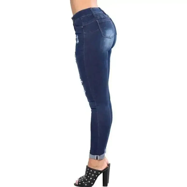 Women's High Waisted Skinny Destroyed Ripped Hole Denim Pants - Epic Fashion UKAllBottomsFootwear