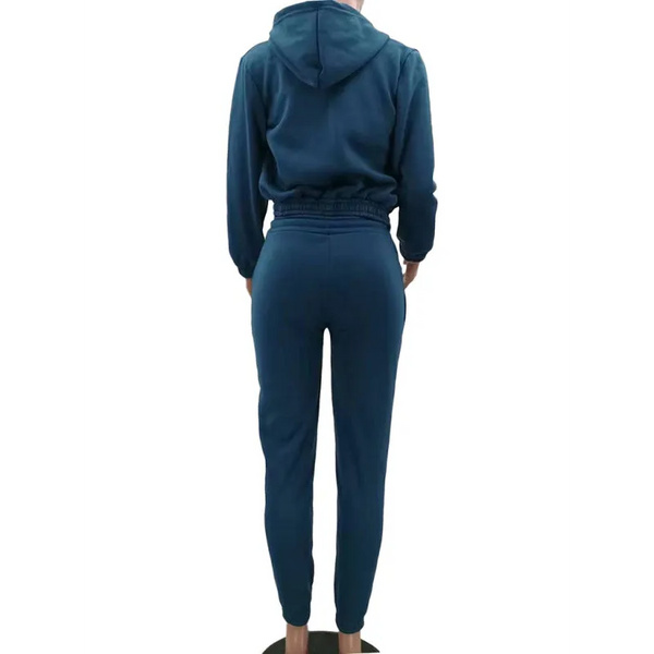 Women’s Knitted Casual Sports Fleece Hooded Three-piece Suit