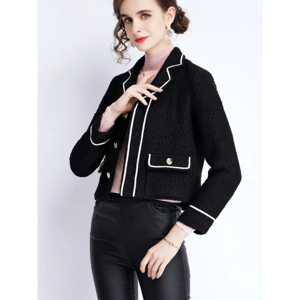 Women’s long-sleeved suit collar collision color small