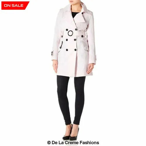 Women’s Mid Length Belted Mac Coat - UK 8/EU 36/US 4 / Pink